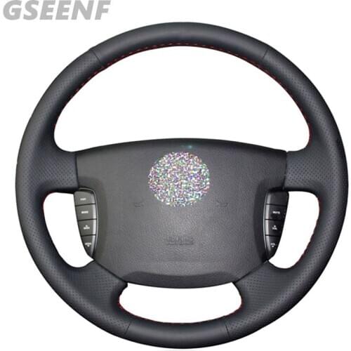 Steering Wheel Cover Hand-stitched Black Genuine Leather Car Steering Wheel Cover For Ssangyong Actyon 2005-2009 Kyron 2005-2011