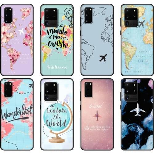 Black tpu Case For Samsung galaxy S20 /S20 PLUS/S20 ultra/S20+ /S20FE back cover Airplane Map Travel