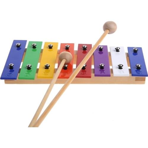 8 Notes Wooden Children Kid Xylophone Glockenspiel Musical Instrument Music Toy GXMB