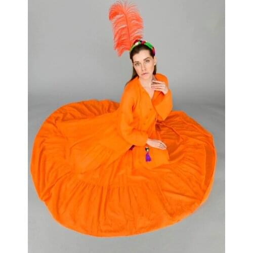 Tassel Collar Cotton Fabric Long Boho Dress 2021 New Fashion Bohemian Style Authentic Womens Clothing Orange Pink Green Colors