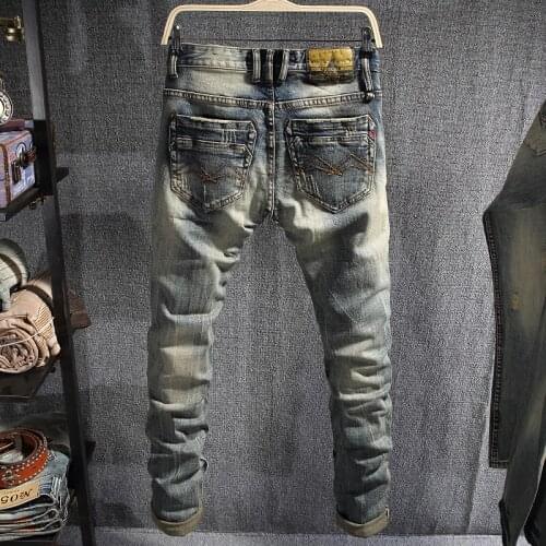 2021 New Fashion Men Jeans Retro Elastic Vintage Designer Jeans Men Classical Denim Pants High Quality Cotton Slim Jeans