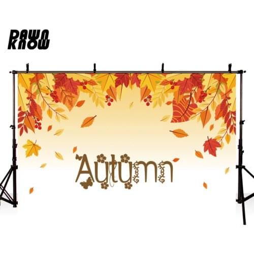 DAWNKNOW Customize Cartoon Maple Leaf Autumn Photography Background Backdrop Children Party Decorate Photocall Photo Studio