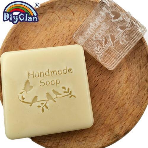 Handmade Natural Soap Stamp Mold Diy Bird Patterns Organic Glass Resin Soap Seal Custom Acrylic Chapters With Handle Z0185XN