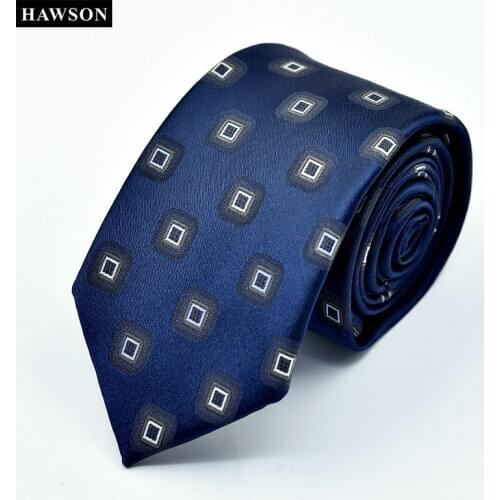 HAWSON Navy 7cm Arrow Necktie for Male, Frame Pattern Tie for Men Business Wedding Party