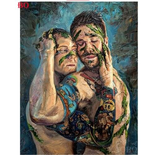100%hand-painted Naked two Man Gay Nude Oil Painting Original Modern Art 007