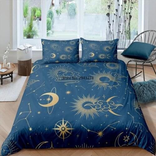 Starry Sky Blackboard Bedding Set Queen 3D Cute Cartoon Printed Duvet Cover Bedcloth 2/3pcs Home Textiles High Quality Bedspread