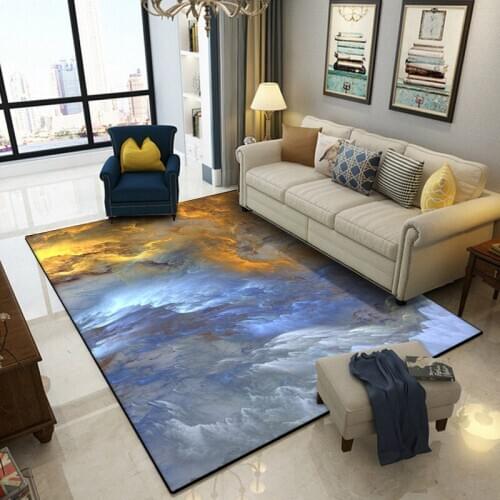 Fashion Bedroom Bedside Anti-Slip Floor Mat Abstract Brilliant Cloud Blue Yellow White Printed Carpet Kitchen Bathroom Area Rugs