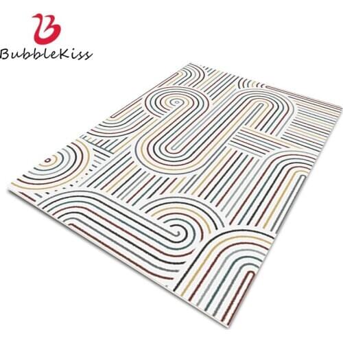 Bubble Kiss Customized Carpets For Living Room Color Line Pattern Decoration Rug Modern Home Anti Slip Foot Pad Girl Bedroom Pad