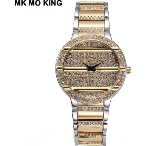 Top Brand Womens Business Diamond-studded Steel Ladies Quartz Waterproof Watches Gold Silver Bracelet Clock Bayan Saat