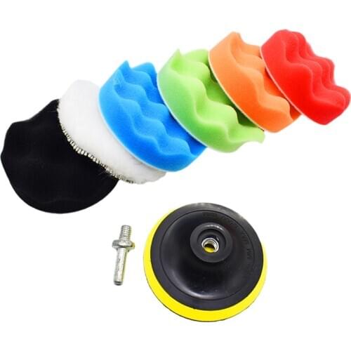 8pcs 5"6"7"sponge Polishing waxing Buffing Pads Kit Compound-Polishing-Auto Car Drill Adapter