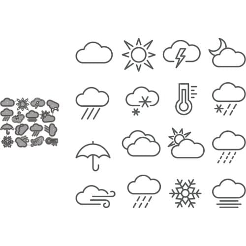 Weather Line Icons Set Craft Paper Dies Cut Diy Handmade Mold Scrapbook For Card Making Stencils New Embossing Dies 2021