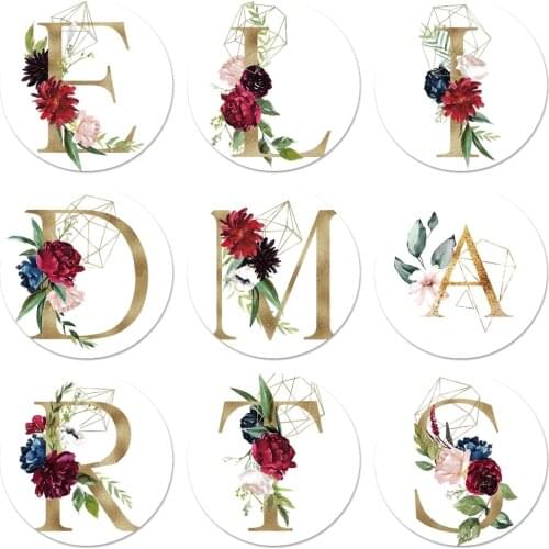 Initial Letter Flowers Badge Brooch Pin Accessories For Clothes Backpack Decoration gift 58mm