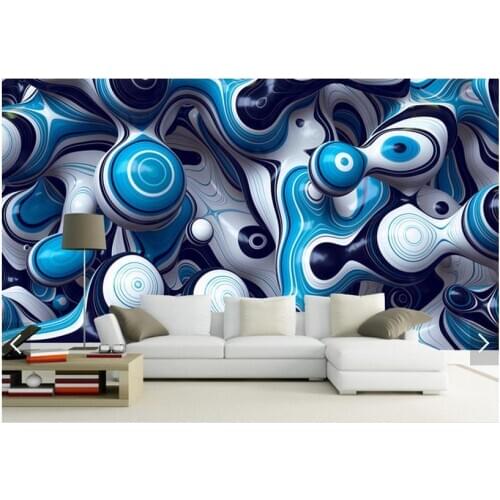 Customized photo wallpaper 3d wall mural wallpaper 3 d abstract art background wall blue wave murals 3d living room wallpaper