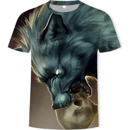 2021 summer new style 3D digital printing T-shirt, animal animation graphic T-shirt, fashionable ○ collar T-shirt