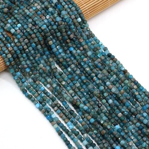 New Beaded Natural Semi-Precious Stones Faceted Irregular Apatite Square Beads for Jewelry Making DIY Bracelet Women Gift 4x4mm
