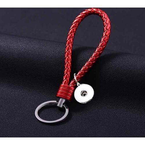 New Top Popular 025 Fashion Weave PU Leather Key Chains 18mm Snap Button Keychain Jewelry For Men Women 10 Colors Keyrings