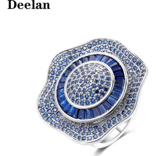 Deelan Charming Cubic Zirconia Rose Flower Rings For Women Engagement Wedding Band Rings For Women Bridal Finger Jewelry