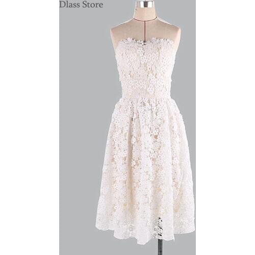Ivory Homecoming Dress A-line Laces Sweetheart Neck Knee Length Sleeveless Simple For Girl Party Evening Dress prom jumpsuit