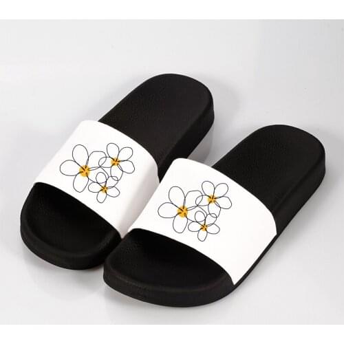 2021 Shoes For Woman Summer Flat Bottom Flip Flops Ladies shoes Flowes Pattern Home Slippers Open Toe Female Non-slip Sandals