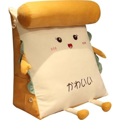 Lovely Bread Toast Triangle Waist Plush Toy Cute Stuffed Doll Soft Nap Sleeping Pillow Sofa Bed Cushion Creative Birthday Gift