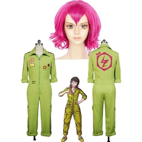 Super DanganRonpa Cosplay Kazuichi Costume Kazuichi Souda Full Set Uniform Jumpsuit With Hat Outfit Halloween Costume vest wig
