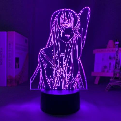 Led Night Light Anime Highschool of The Dead Saeko Busujima for Bedroom Decor Light Battery Powered Birthday Gift Manga 3d Lamp