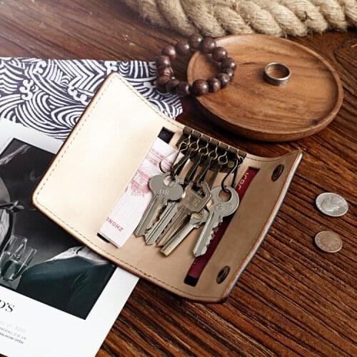 Vintage Key Organizer Leather Key Chain Holder Wallet Mini Coin Pouch