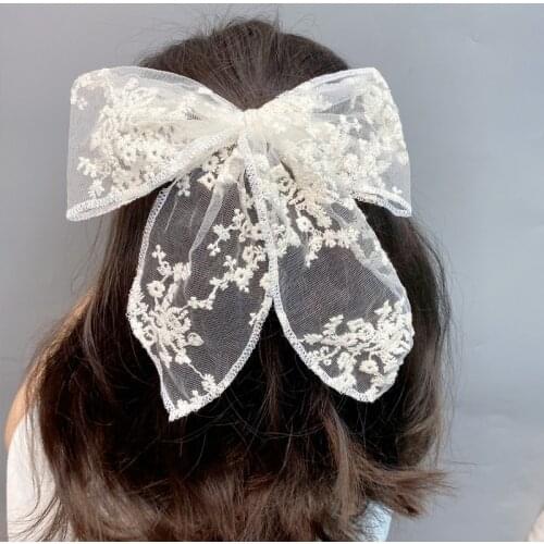Lace Bow Hair Ornament Cute Women Girl Hairpins Hair Ornament Headband Black White Hair Clips for Girls Hair Accessory 1pcs