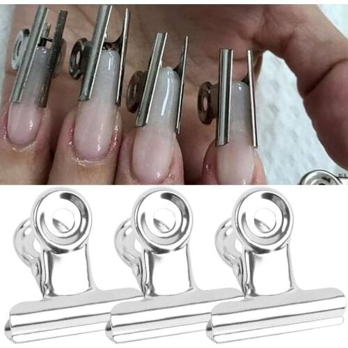 Silver Stainless Steel C Curve Nail Clips Multi Function Clip Tweezers for Fiberglass Acrylic Nails Manicure Tools 6/12Pcs / Set