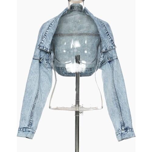 SeeBeautiful Personalized Tailoring Stitching Denim Jacket Coat Long Sleeve Women Summer Autumn 2021 New Fashion Tide G216