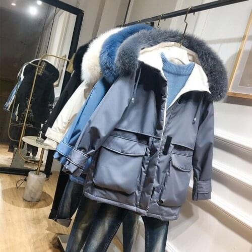 2021 Winter Women Coat Pocket Space Cotton Fur Collar Hooded Jackets Long Sleeve Warm Top Long Parka Female Portable Outwear