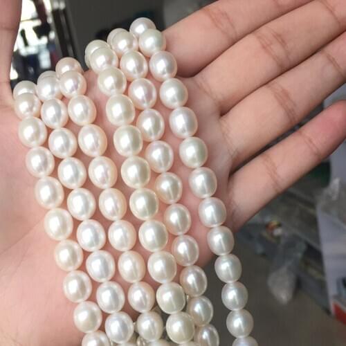 Womens Pearl Necklaces Oval Shape Size 9-10mm in Good Quality for DIY Jewelry Accessaries Loose Pearls
