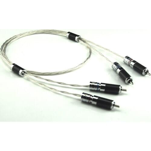 1 Piece Hifi Silver Plated RCA Cable High Quality 2RCA Male to 2RCA Male Cable