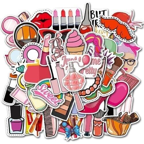 10/30/50PCS Cute Girls Woman Cosmetics Stickers DIY Motorcycle Travel Luggage Guitar Skateboard Waterproof Cool Decal Stickers
