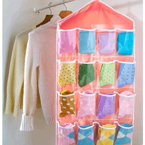 16 Pockets Portable Underwear Organizer Hanging Bag Polyester Shoes Rack Save Space Multifunction Clear Hanging Organizer #W5