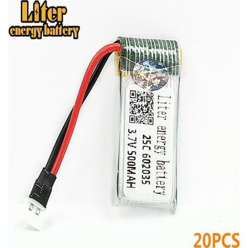20pcs/lot H31 H107 X4 KY101 Spare Parts 3.7V 500mah 602035 Original Battery H31-011 Lipo battery 500 mah For H31 XH plug 25C