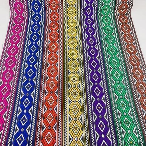7 Yards 5CM Woven Jacquard Ribbon Geometric Pattern Ethnic Embroidery Webbing Lace Trim For Curtain Clothing Bag DIY Farbic
