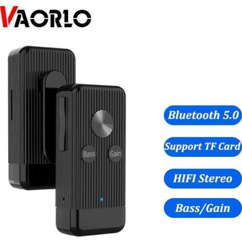 5.0 Bluetooth Audio Receiver 3.5mm AUX Jack Stereo Music Wireless Adapter Support TF Card Playing Bass Gain Switch For Car kti