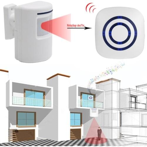Wireless Infrared Motion Sensor Door Security Bell Alarm Chime EU/US Plug