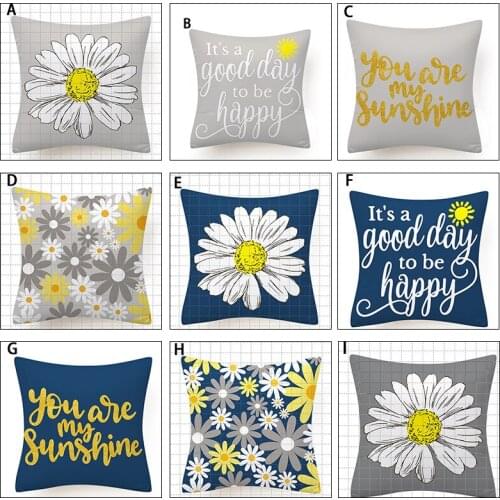 Pillow Cover Decorative Case Cushion Cover 40*40 Daisy Refreshing for Girl Throw Pillowcase Home Decor Sofa Bed