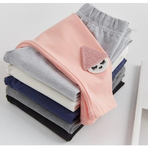 Appliques Leggings for Kids 2021 Spring Autumn Bottom Mid-Waist Girls Pants Childrens Slim Tights Ankle Length Skinny Trousers