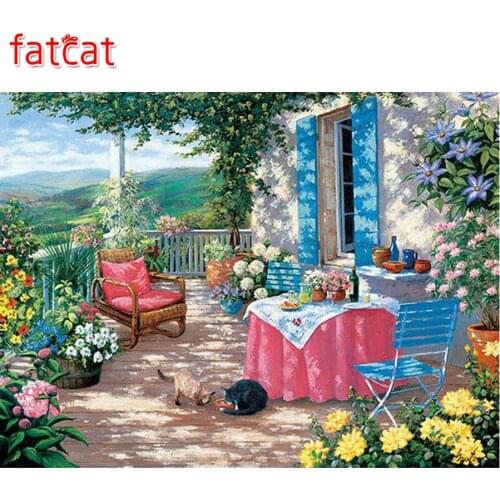 FATCAT 5d diy Diamond Painting Afternoon Tea in the Garden Diamond Embroidery Sale Full Square Round Mosaic stickers decor AE559