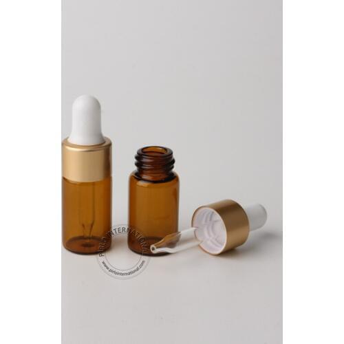 Free Shipping 50pcs/lot 3ml Amber Glass Dropper Bottle Brown Display Vial Cosmetic Mini Perfume Essential Oil Sample Jar