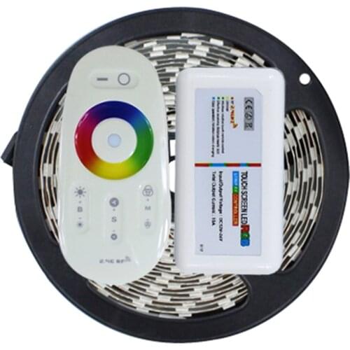 5050 RGB LED Strip 5M 300Led DC12V Flexible Light not waterproof Led stripe rope lights + 2.4G touch screen RF remote control