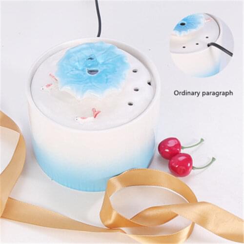 Ceramic Cat Drinking Porcelain Cats Water Fountain Dogs Drinker Pet Feeder Dog Water Fountain Dispenser Lotus Leaf Fish 1.2L