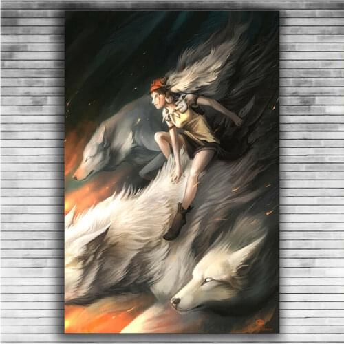 Princess Mononoke Ghibli Cartoon Classic Hot Japan Anime Silk Fabric Wall Poster Art Decor Sticker Bright