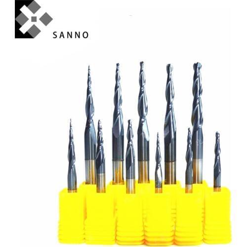 Tungsten steel tapered ball end mills HRC55 cnc carbide ball nose milling cutter for wood working