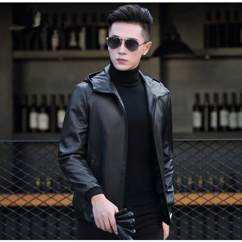 Genuine Leather Jacket Men Clothes Mens Goatskin Coats Autumn Motorcycle Short Jackets Chaqueta Cuero P-CJ17358 ZL958