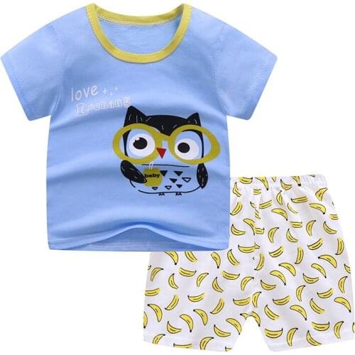 H992 Baby Girl Summer Clothes Girls Clothing Set Children Boys Top+shorts Suit Kid Cotton Outfits Two Piece Sets Toddler Costume