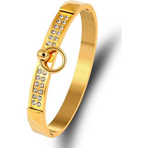 Luxury Brand Knot Design Crystals Bangles & Bracelets for Women Jewelry Stainless Steel Bracelets Rose Gold Trendy Accessories